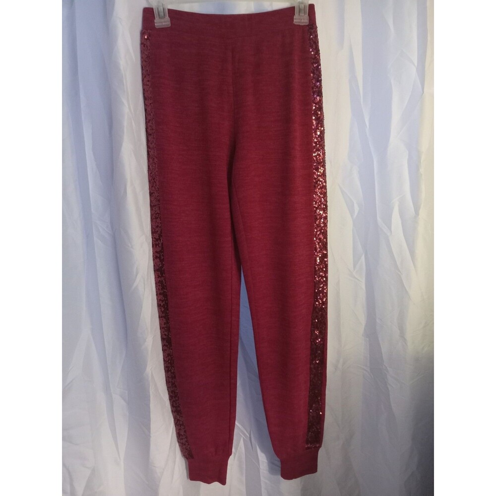 XXS Colleen Lopez Sequin Stripe Jogger Pant, Beet Red